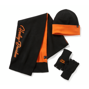 BEANIE SCARF GLOVE SET-KNIT,BL