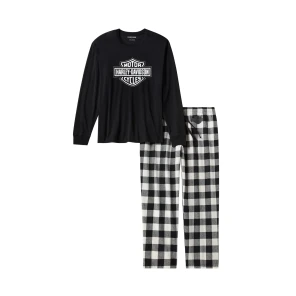 PAJAMA SET-KNIT,BLACK